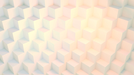 3d rendering gradient color cube wall.