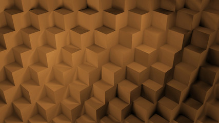 3d rendering gradient color cube wall. Stack of cardboard delivery boxes or parcels. Warehouse concept background