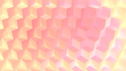 3d render picture of gradient color cube wall. Beautiful glowing neon lights effect.