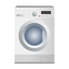 Realistic white washing machine isolated. Vector illustration