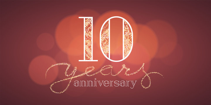 10 years anniversary vector banner, icon, logo