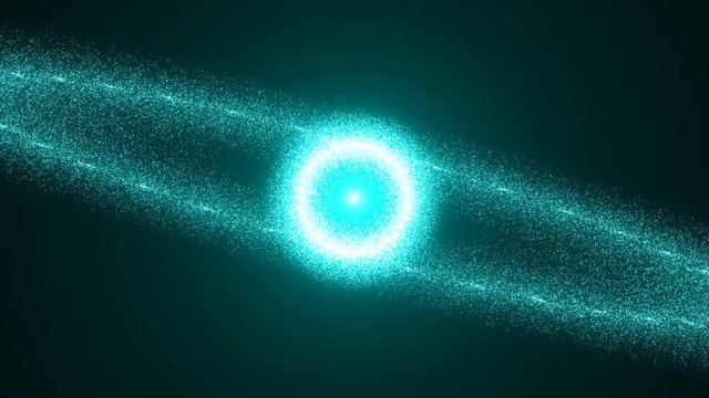 Abstract background with particles, Sphere and flares. Seamless loop