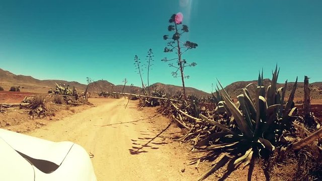 Driving through the desert
