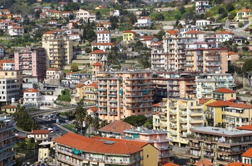 Fototapeta na wymiar View of Sanremo (San Remo) on Italian Riviera, Imperia, Liguria,