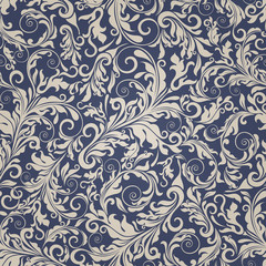 Seamless background of beige and blue color in the style of Damascus. Vintage ornament. Use for wallpaper, printing on the packaging paper, textiles. - 131782190