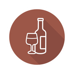 Wine flat linear long shadow icon