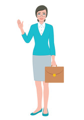 Female teacher holding briefcase bag