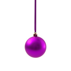 Purple Christmas ball isolated on white background New Year