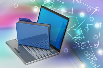 Laptop with file folder