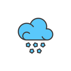 Hail cloud line icon, filled outline vector sign, linear colorful pictogram isolated on white. Weather forecast symbol, logo illustration