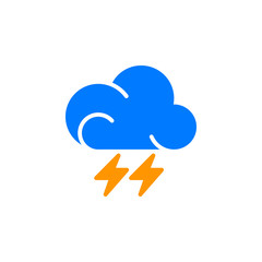 Lightning icon vector, filled flat sign, solid colorful pictogram isolated on white. Thunderstorm weather forecast symbol, logo illustration