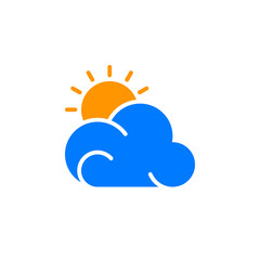 Sun and cloud icon vector, filled flat sign, solid colorful pictogram isolated on white. Partly cloudy weather forecast symbol, logo illustration