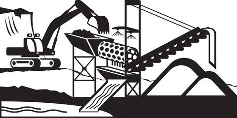 Fototapeta premium Gold mining wash plant - vector illustration