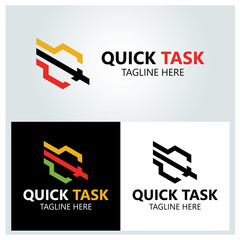 Quick task logo design template ,Letter Q logo design concept ,Vector illustration
