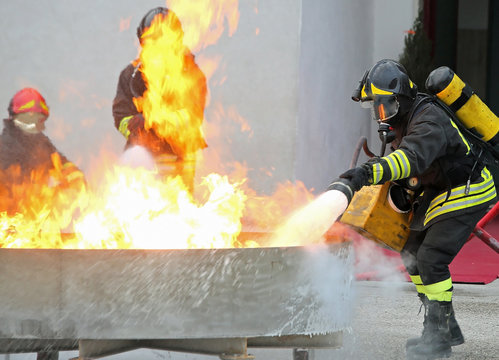firemen during the exercise to extinguish