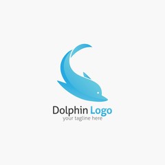 Dolphin logo and emblem design template
