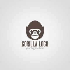 Gorilla Logo Design Template. Vector illustration with flat style
