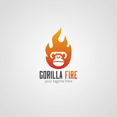 Gorilla Logo Design Template. Vector illustration with flat style