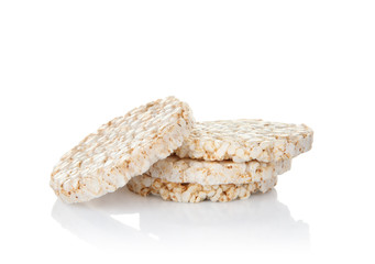 Pile of rice crackers isolated on white