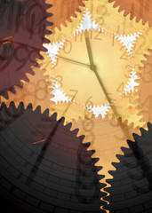 conceptual image of gear wheel and clock