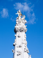 Fototapeta na wymiar Detailed view of Holy Trinity Column, aka Plague column, located in the middle of Trinity Square, Buda Castle District, Budapest, Hungary, Europe.