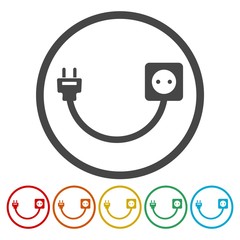 Plug socket and cord, Wire, socket and electric plug 