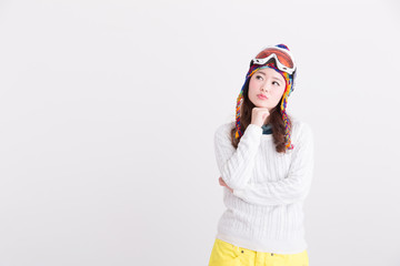 ウィンタースポーツ・女性(白バック)