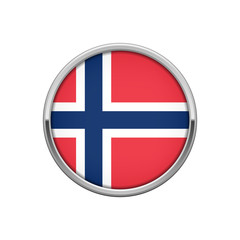 Obraz premium Round silver badge with Norwegian flag