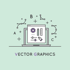 Vector Icon Style Illustration of Vector Graphics and Design Creation Process