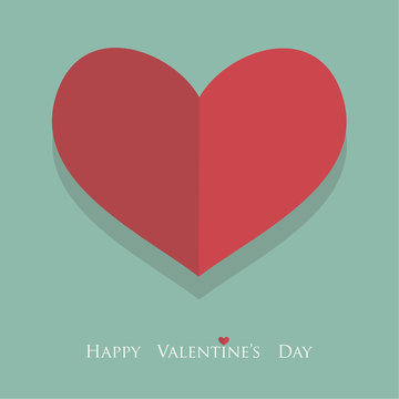 The cover design for the Valentine's day.Big red heart on the blue background.In the bottom of the image the phrase Happy Valentine's day.