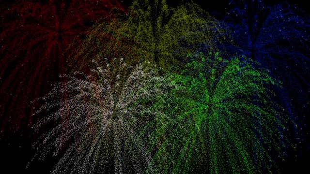 Buntes Feuerwerk &ndash; 3D-Animation vor dunklem Hintergrund