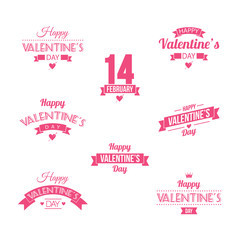 Valentine's Day set of symbols.Valentine's day illustrations and typography elements with retro vintage styled design. Vector set of typographic Valentines label designs.