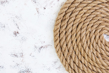 Rope on white background. Top view