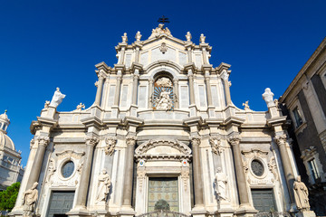 Fototapeta na wymiar Facade of the Cathedral of Santa Agatha. Catania, Sicily, Italy