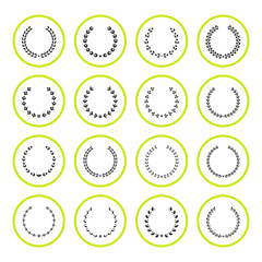 Set round icons of laurel wreath and modern frames