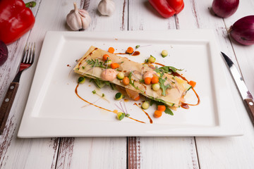 puff pastry with trout