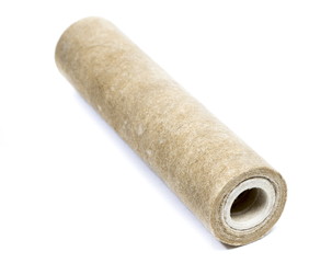 Dirty water filter cartridge on white background