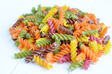  Multicolored pasta uncooked