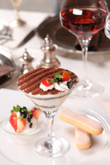 Fine dining - creamy white and chocolate dessert