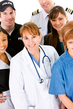 Occupations: Doctor in Center of Group of Occupations