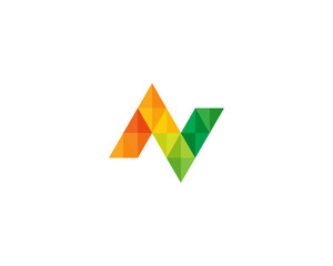 Initial Letter N Triangle Color Logo Design Element