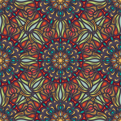 Ornate floral seamless texture, endless pattern with vintage mandala elements.