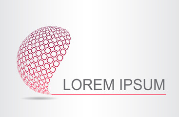 Logo stylized spherical surface with abstract shapes