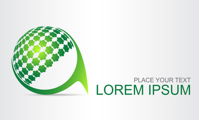 Logo stylized spherical surface with abstract shapes