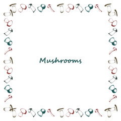 Mushrooms arranged in frame
