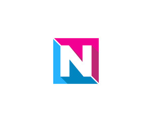 Initial Letter N Square Cut Logo Design Element