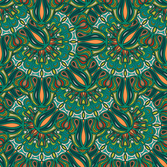 Ornate floral seamless texture, endless pattern with vintage mandala elements.