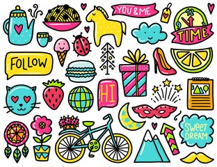 Doodles cute elements