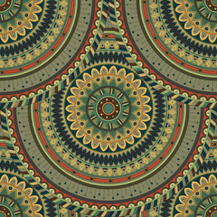 Ornate floral seamless texture, endless pattern with vintage mandala elements.