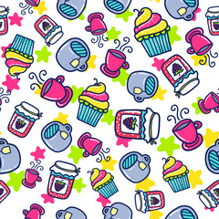 Doodles cute seamless pattern